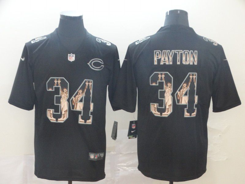 Men Chicago Bears #34 Payton Black Goddess fashion Edition Nike NFL Jerseys->new england patriots->NFL Jersey